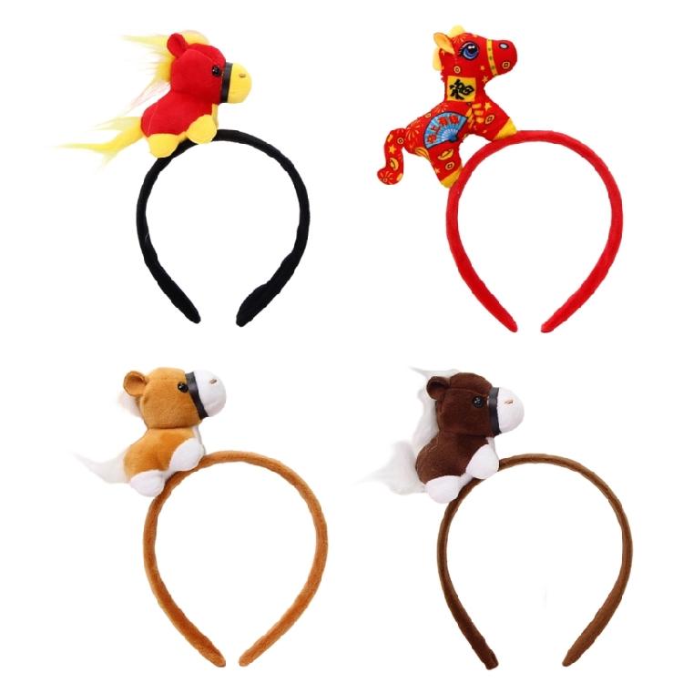 Year of Horse Costume Headpiece Stretchy Fabric Hairband For Adult Children Theater Performances Festival Dressingup