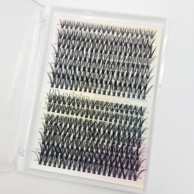 Clustered 240pcs 40D DIY False Eyelashes - Natural Curled Doll Lashes Mixed Pack