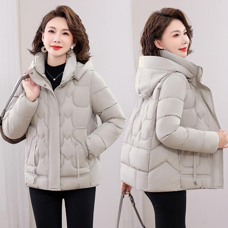 Abrigo Nuevo de Algodón Acolchado para Mujer, Abrigo para Madre de Mediana Edad y Anciana, Chaqueta Corta de Algodón Acolchado Gruesa para Otoño e Invierno
