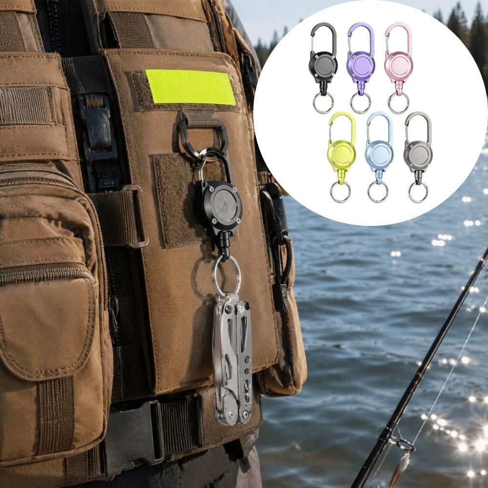 Aluminum Zinc Zinc Alloy Retractable Key Chain Heavy Duty Retractable Key Holder Anti-Lost Key Ring Fishing