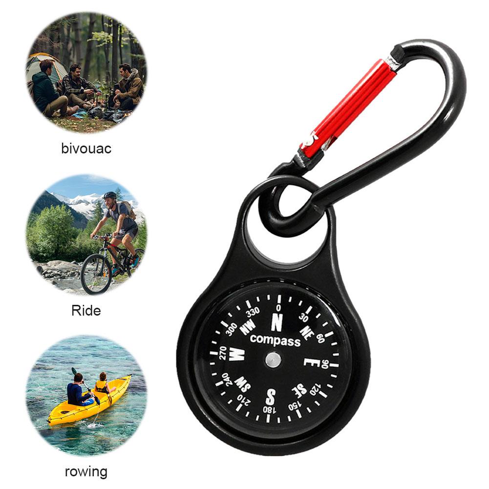 Mini Survival Compass with Carabiner Outdoor Camping Mountaineering Buckle Mini Compass Lightweight Portable Keychain Compass