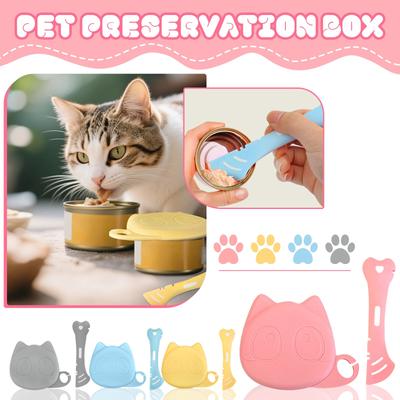 Silikon Katzen- und Hundefutter Dosenverschluss und Schaufel, Haustier Katze Zubehör Set, Niedliche Form Katzen Nassfutter Schaufel Dosenöffner/Schaufel Universeller Dosenverschluss