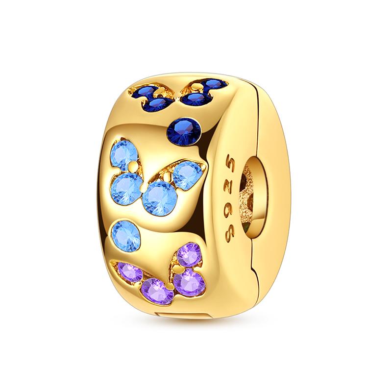 Original Copper Clip Charm Inlaid Zircon Cat Butterfly Charm Silicone Spacer Beads For Women Bracelet Diy Jewelry