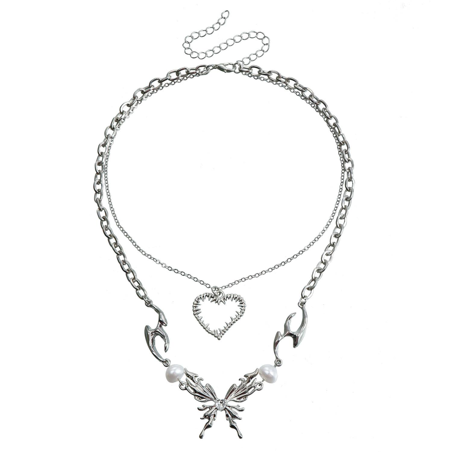 

Аксессуары, Ожерелье-чокер с бриллиантами в виде бабочки и жемчуга, креативное, комбинированное, в стиле spice girl, цепочка на ключицу, двойное ожерелье с любовью, женское