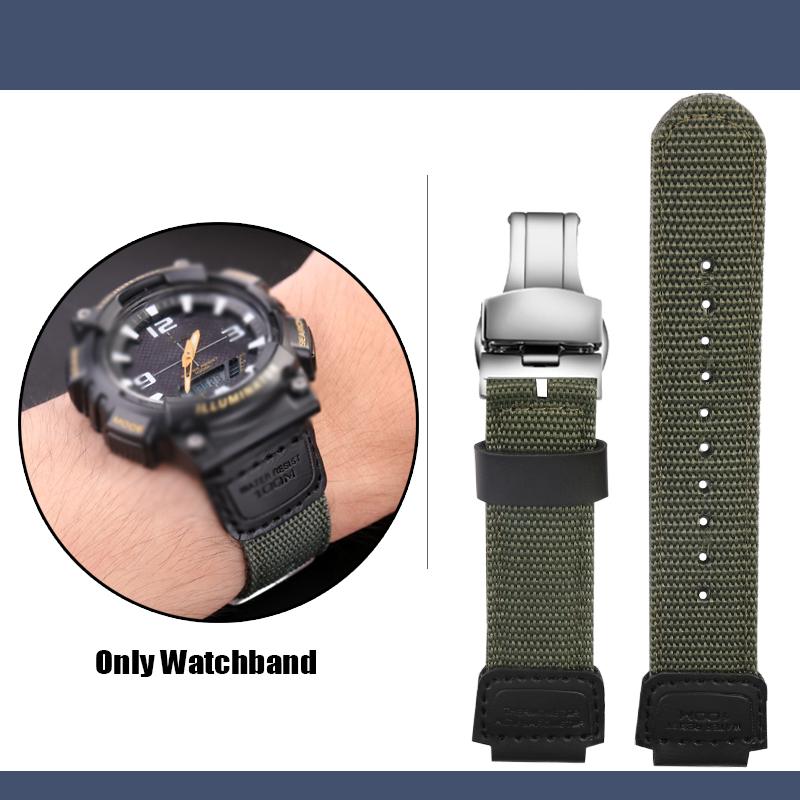 Für Casio Nylonarmband W-735H AE-1200WH SGW-300/400H/500H AQ-S810W AE-1000/1300 MRW-200H Konvex 16 18mm Canvas Silikon Uhrenarmband