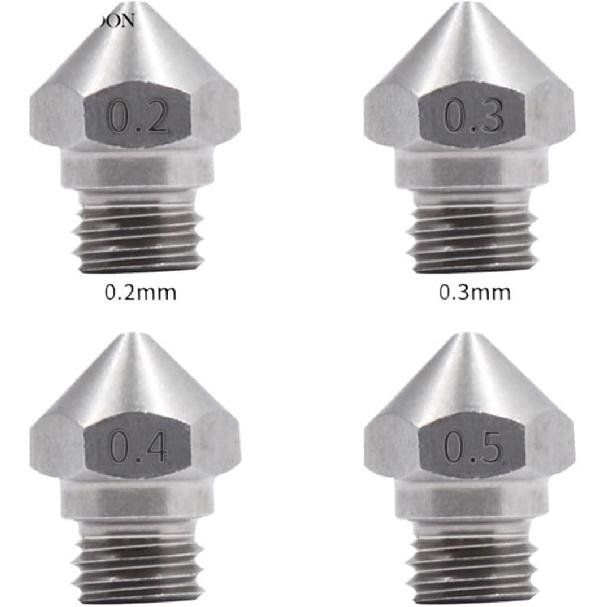 5Pcs MK10 Stainless Steel Nozzle Compatible with 3D Printer Parts 0.2 0.3 0.4 0.5 0.6 0.8 1.0mm 1.75mm Filament M7 Thread Nozzles (Size : 1.75mm