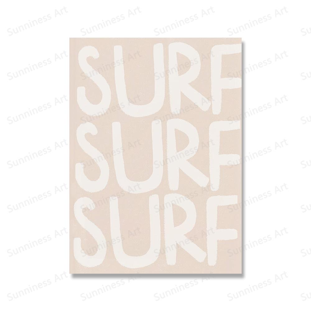 Modern Landskapsposter Surf Rida Vågor Rosa Snäcka Canvasmålning Palmträd Väggkonst Bilder Minimalistisk Boho för Heminredning
