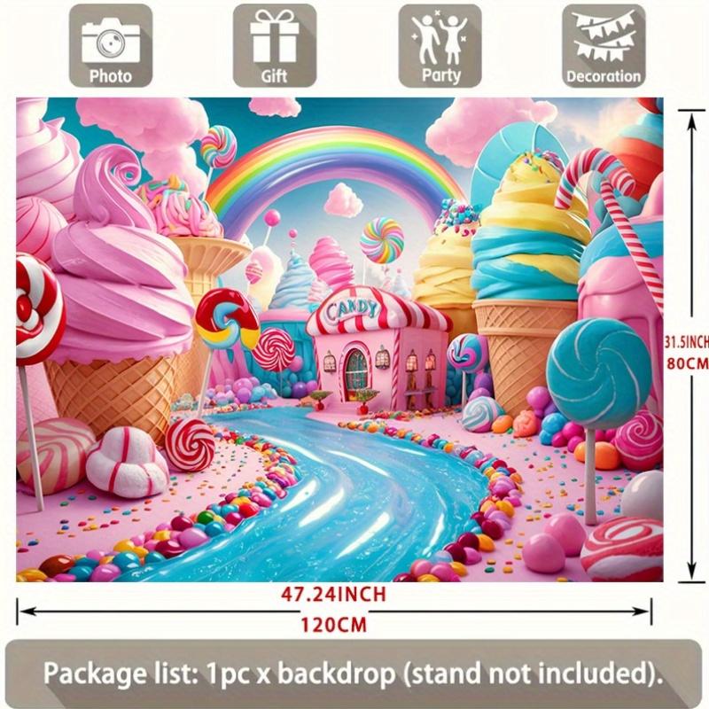 1pc Party Banner Candy Kingdom Theme Backdrop Decor For Polyester For Home Room Wall Decor Party Supplies Gift
