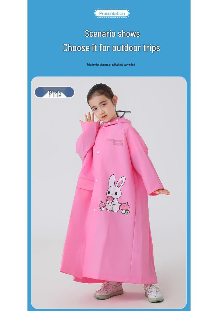 Kids' Stormproof Cartoon Raincoat with Backpack Slot for Outdoor and School Use