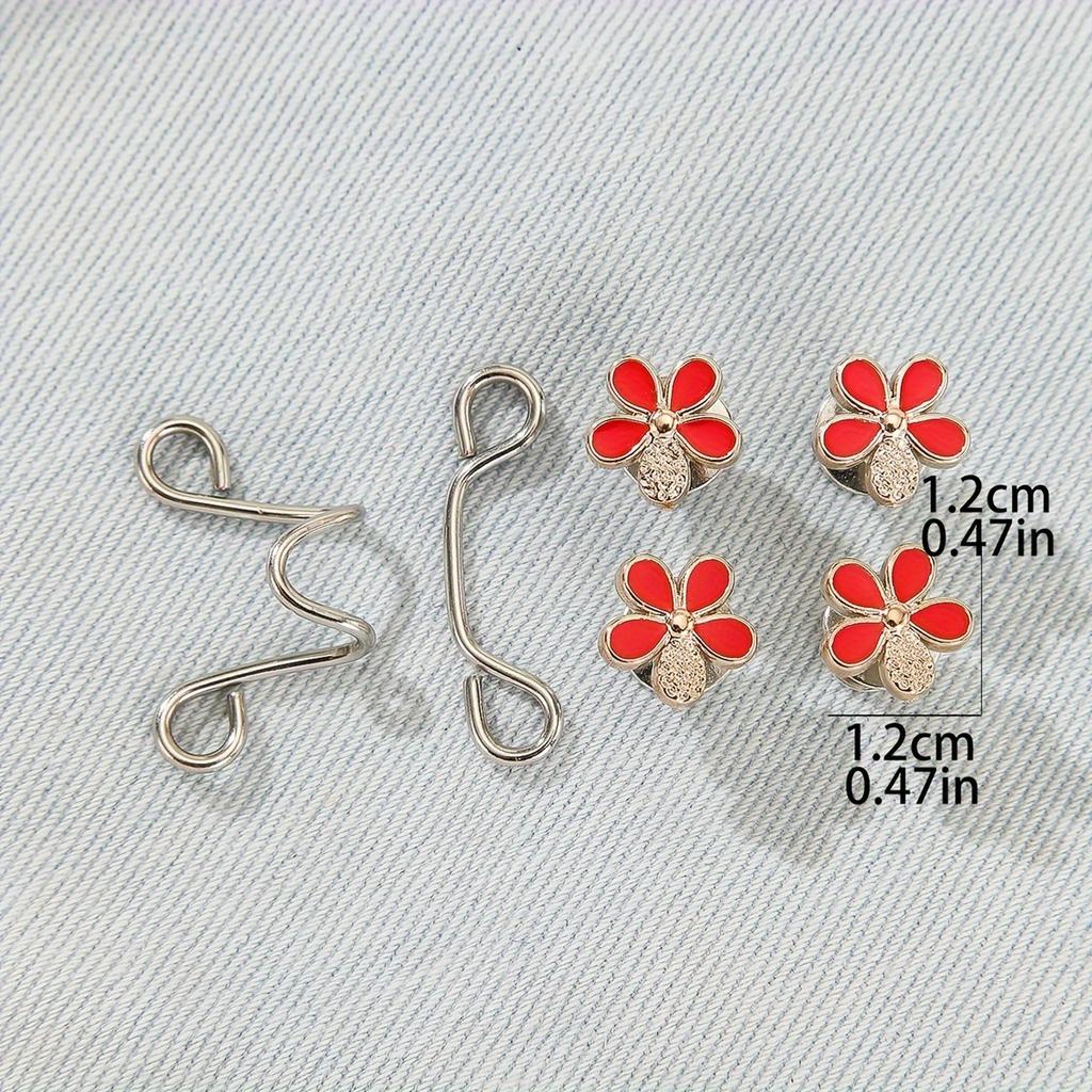 1 Paar Blumen Schnalle Hosenbundstraffer Abnehmbare Taillenknöpfe Nadeln Gürtel Zubehör Hosenclips Ohne Nähen Bundstraffer