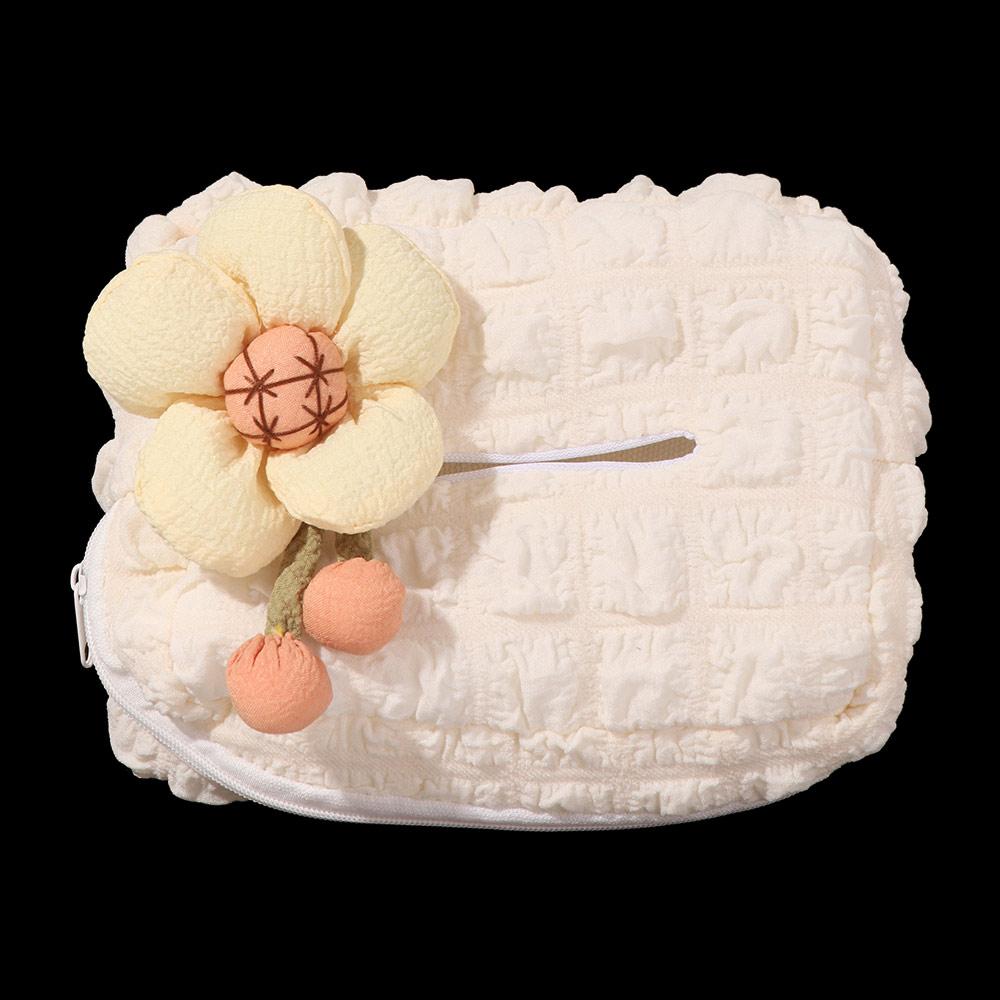 Hanging Type Flower Car Tissue Box Puff Grid Paper Organizer Storage Bag  Headrest Armrest