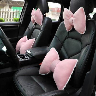 Fashion Pink Color Car Headrest Pillow Breathable Ergonomic Neck Pillow Cool Pillow Lovely Bowknot Ice Silk Pillow Auto