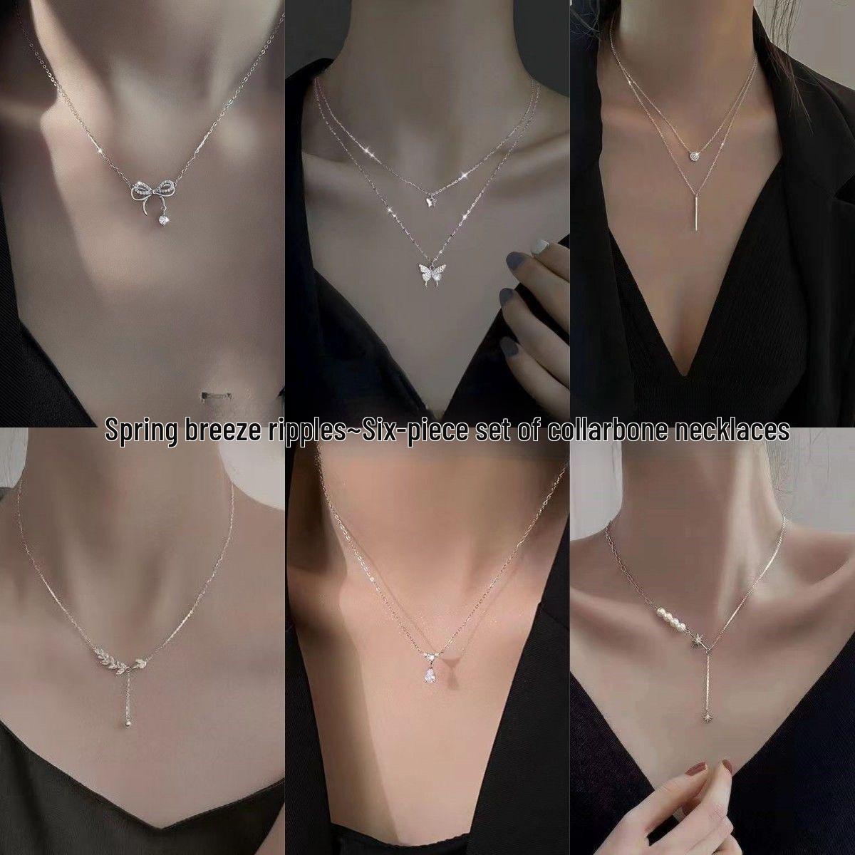 

2024 Light Luxury High-End Versatile Four-Piece Clavicle Necklace Set for Women