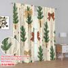2pcs,2D Plane Printing Window Curtain Christmas Trees Bows Holiday_a Polyester Fabric (without Rod) Versatile All for Living