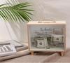 Tirelire Artisanale en Bois avec Verre Transparent pour Enfants - Cadeau de Fête