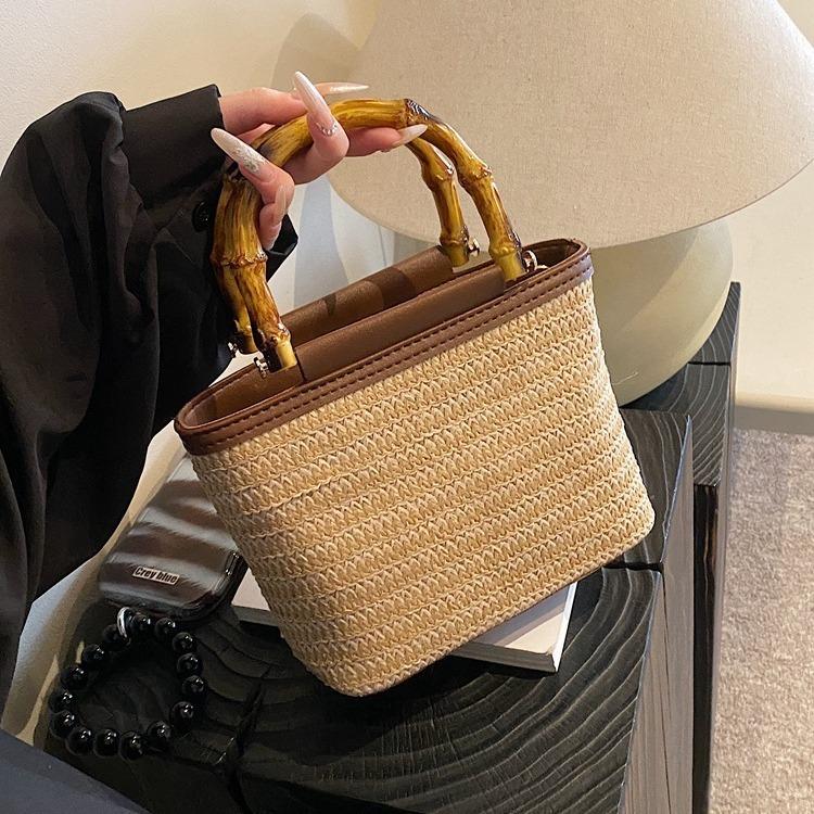 Straw Basket Small Bag for Women, New Fashion Woven Handbag, Spring Summer Textured Crossbody Bag