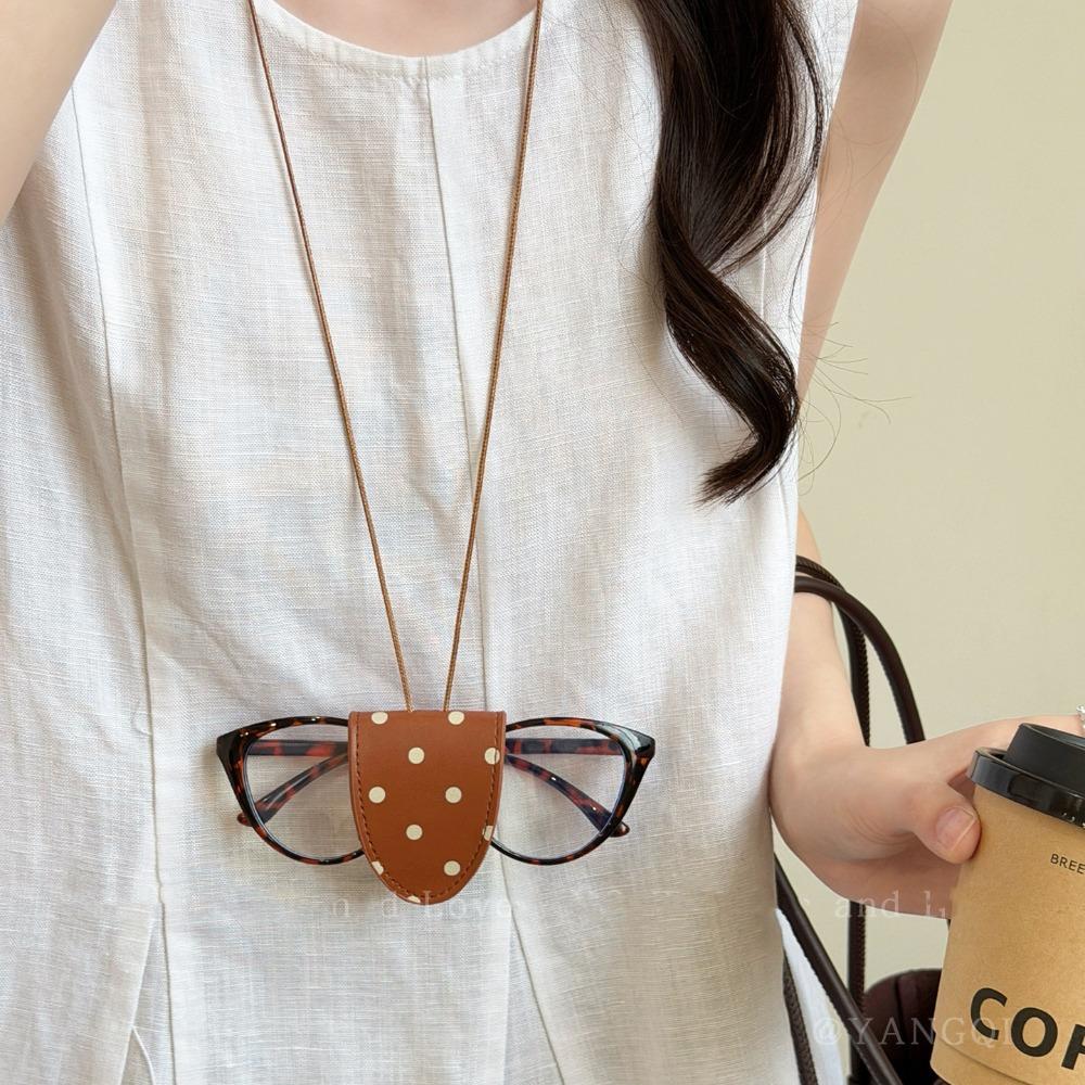 Sunglasses Storage Pu Leather Magnetic Glasses Clip Leopard Print Sunglasses Lanyard Men Style 1