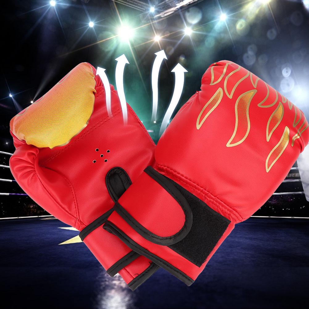 1 Pair Kids Children PU Kick Boxing Gloves Karate Muay Thai Guantes Sanda Training Equipmentred for children