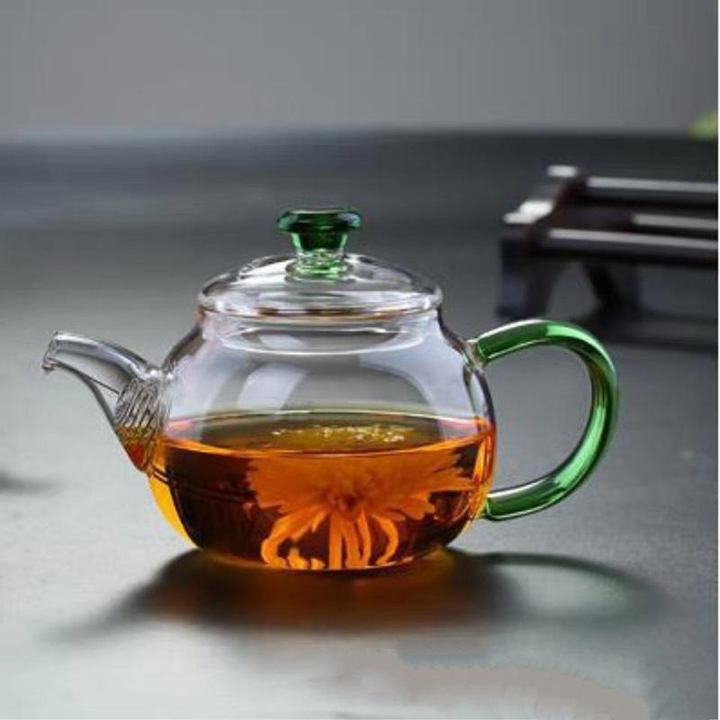 Household Transparent Borosilicate Glass Brewing Teapot Small Single Color Brewing Teapot with Filter Kung Fu Teapot