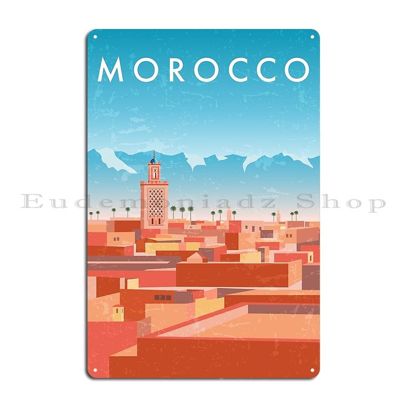 Марокко Постер Металлическая Табличка Декор Стены Гараж Клуб Вечеринка Путешествие в Марокко Жестяной Знак Постер 20x30cm