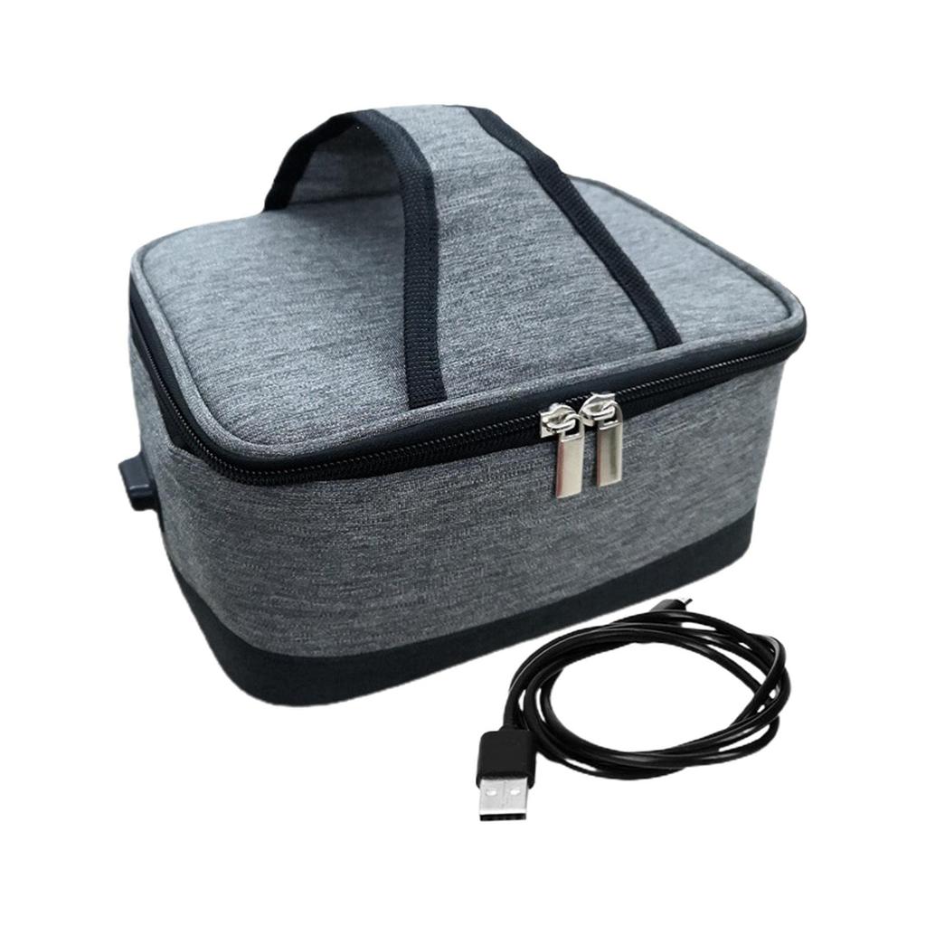 Fenteer USB Lunchbox Heater Insulated Bag with Meal Reheating Food Warmer for Gray Zipper, Travel, Office, Cooking, Picnics, Camping,