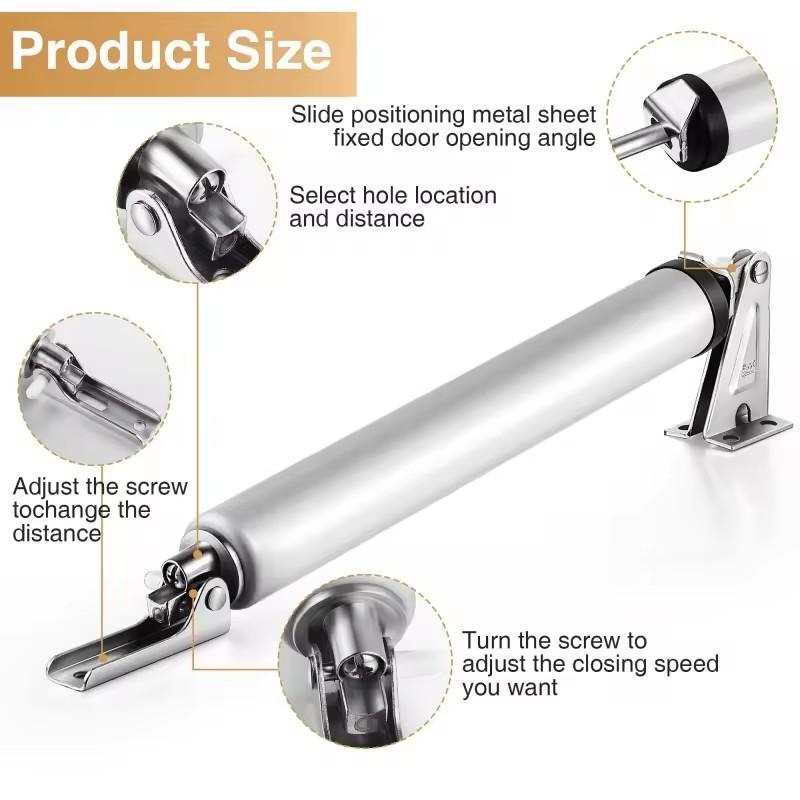 35KG Wind-Resistant Heavy-Duty Door Closers with Adjustable Speed Polished Metal Finish Touch  Remote Control Secure Home Safety