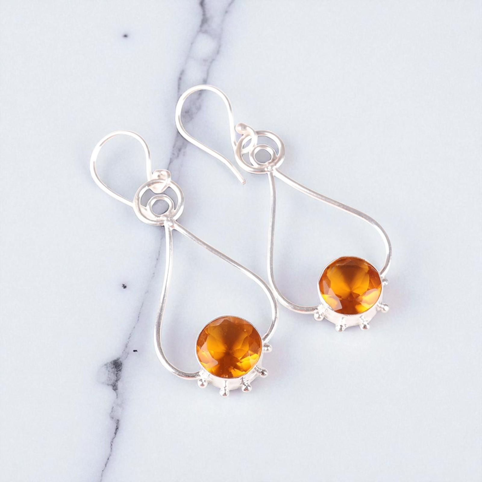 

Citrine Gemstone 925 Sterling Silver Jewelry Handcrafted Earrings 2.06 For Gift EE-98-4