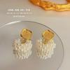 Round ear clips for women without ear holes French retro pearl versatile stud earrings light luxury high-end mosquito coil disc ear clips earrings
