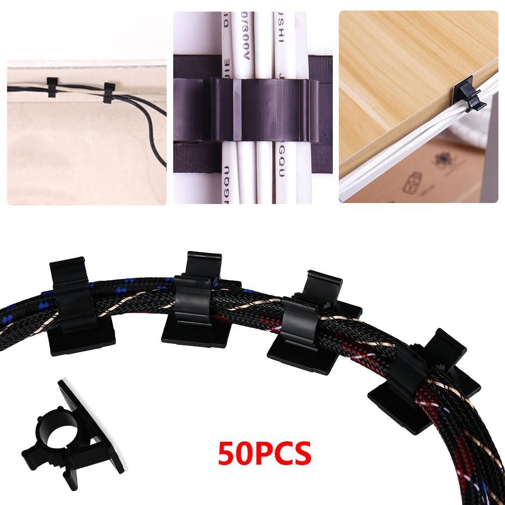 

50 шт., высококачественный пластиковый органайзер, зажим, липкий самоклеящийся зажим для кабеля, держатель для проволоки, пряжка, линия