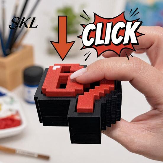 Desktop Stress Relief Toy 3D Printed 67 Clicker Fidget Toy, Pixel Art Desk Decor, Sculpture with Anti-Yellowing Decor Solid Base, for Office Home Fun