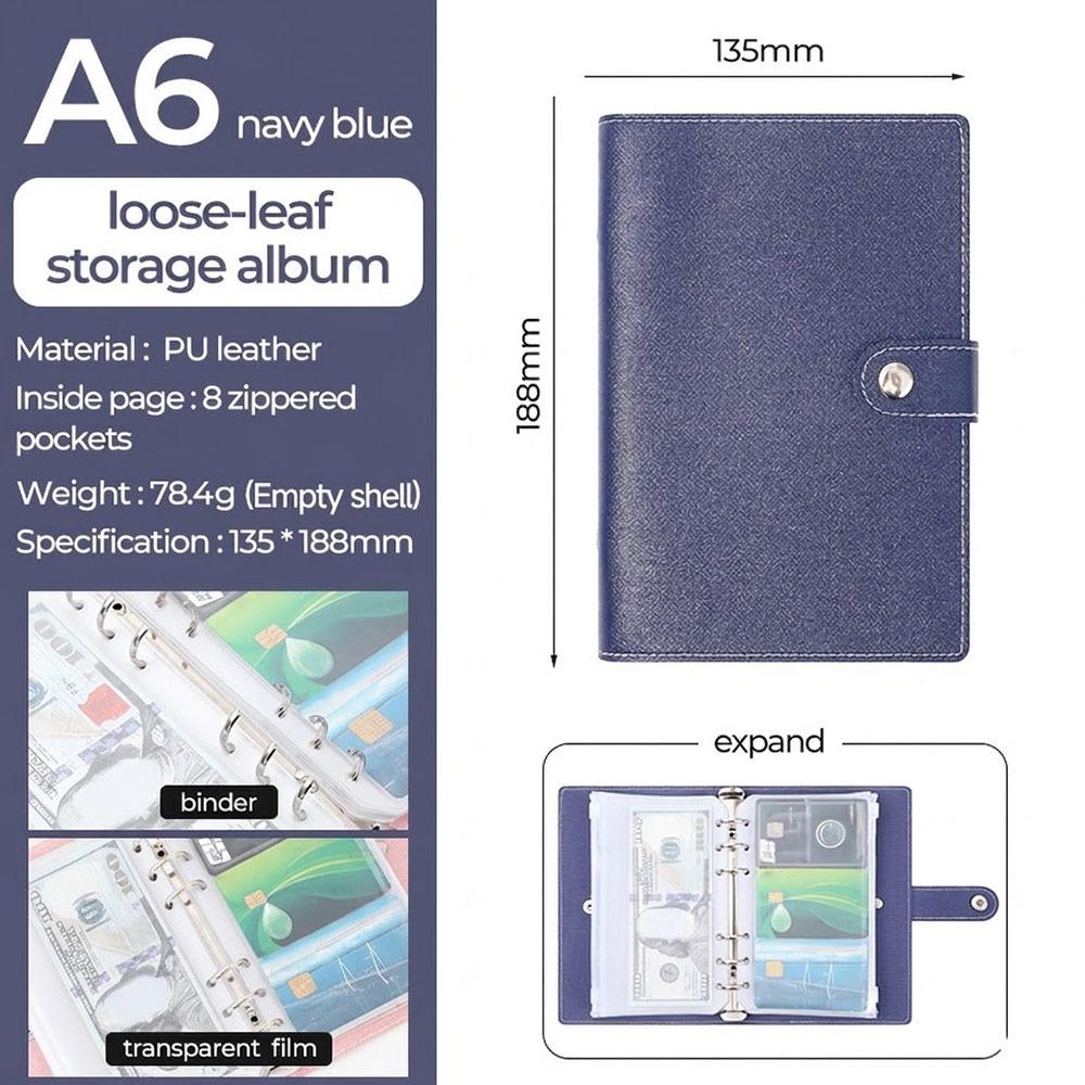 Macaron Money Organizer PU Leather Loose-leaf Notebook Durable Cash Saving Planner  Planner