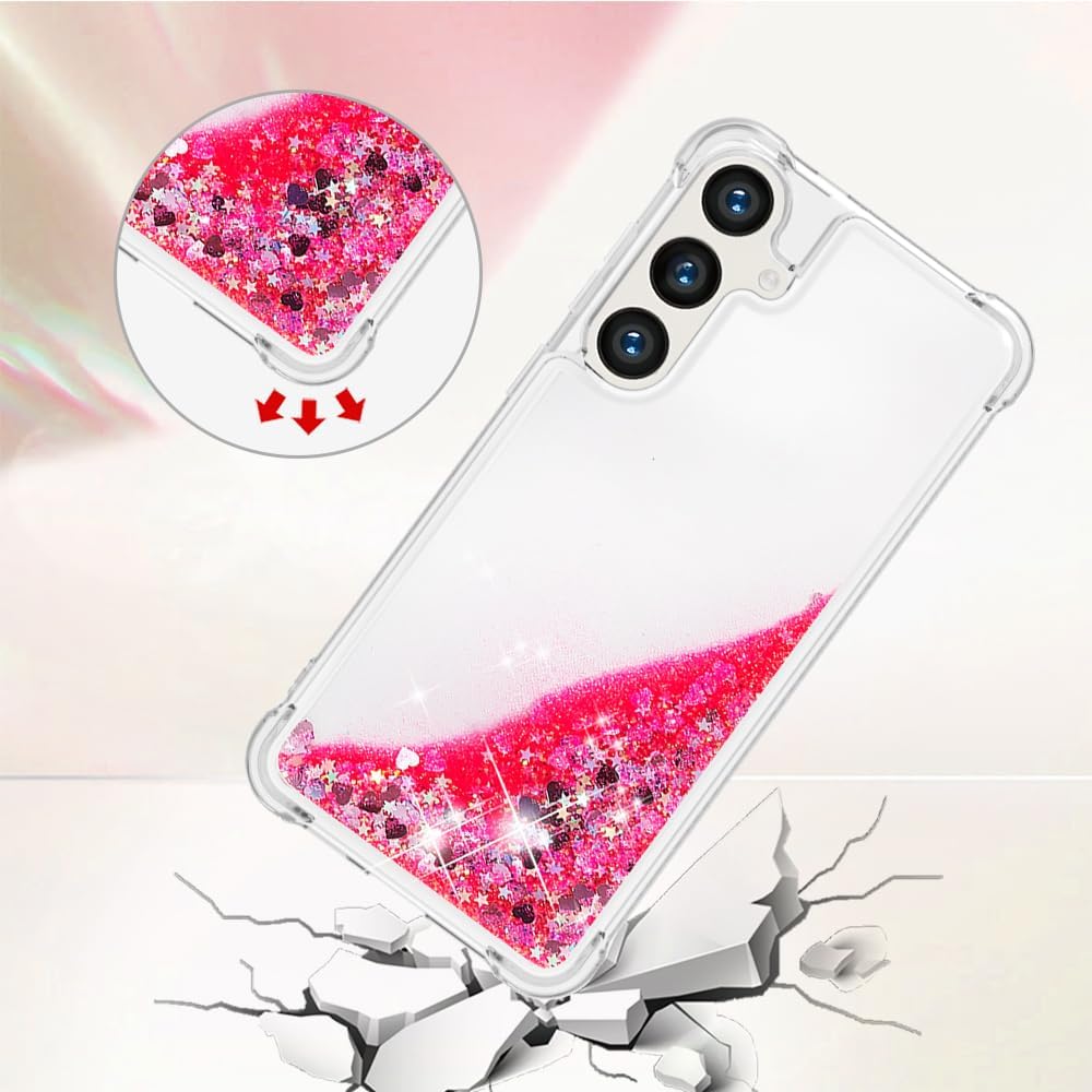 Hülle für Samsung Galaxy S24 FE Hülle Glitzer Bling Niedlich Klar Handyhülle Flüssiger Treibsand Stoßfest Schützender Bumper Weiche TPU Abdeckung für Samsung