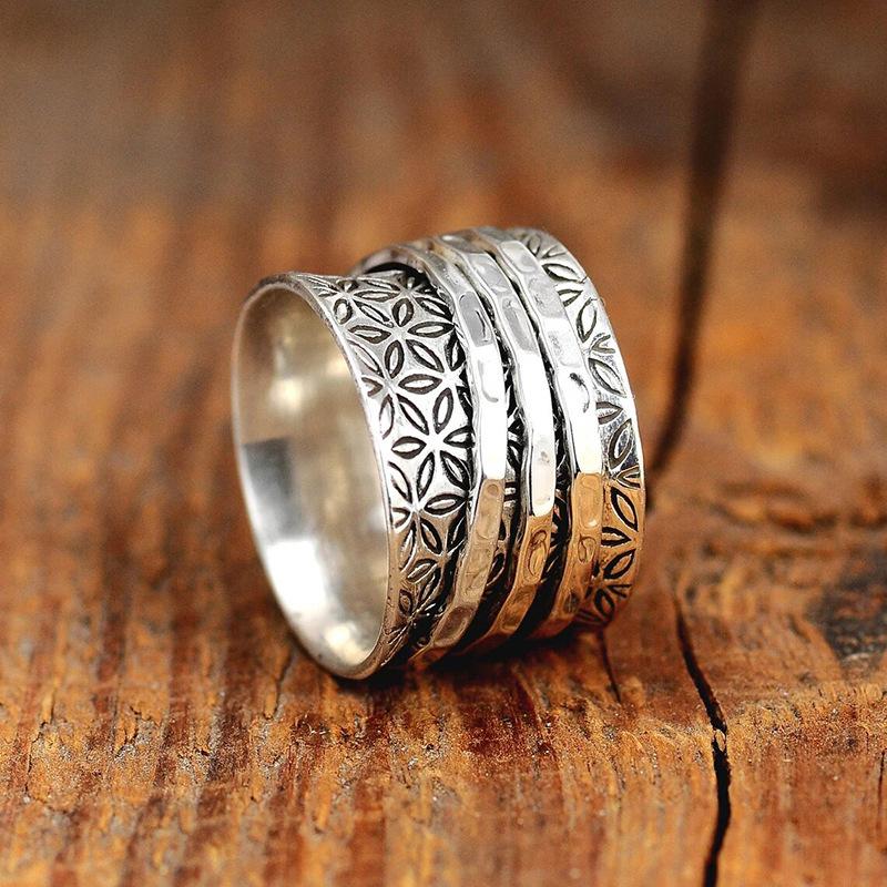 

2026 European and American Ethnic Style New Ring Women s New Retro Floral Texture 6-piece Floral Carving Accessory 6