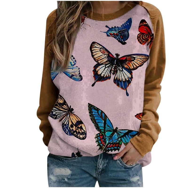 Women's hoodie 3D digital printed round neck hoodie with shoulder inserts for autumn winter women's wear