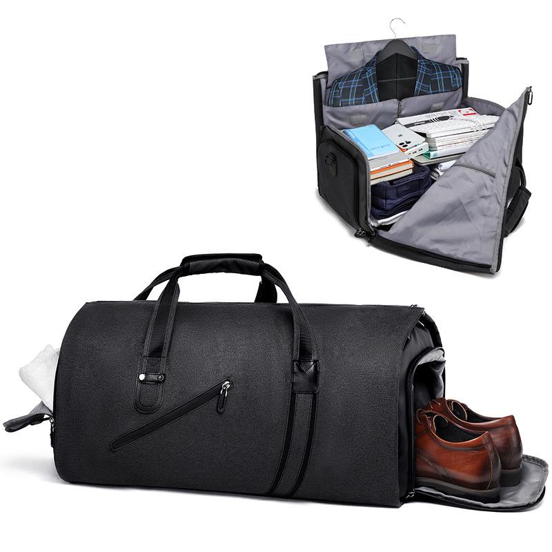 Men's Handheld Folding Travel Suit Bag with Large Capacity and Wet/Dry Separation, Featuring an Independent Shoe Compartment