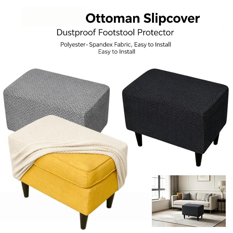1Pcs Dust-Proof Footrest Protector Case Jacquard Ottoman Slipcovers Elastic All-Inclusive Footstool Pouf Covers For Living Room