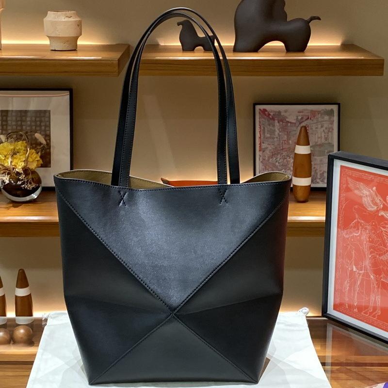 2026 New Genuine Leather Women's Bag Deformation Geometric Splicing Folding Tote Single Shoulder Diagonal Cross Trendy Manufacturer