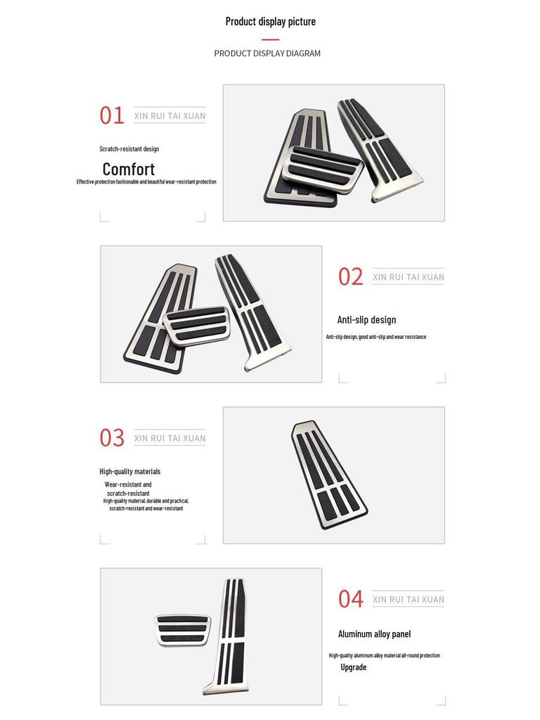 Non-slip Car Pedals for 18 Toyota Camry Models - Modified Accelerator, Brake, Rest Pedal Decoration