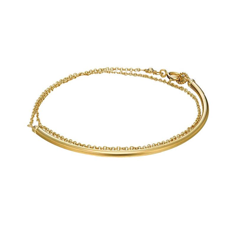 Ramos New Simple Gold Silver Color Minimalist Slim Curved Semi-circular Multi-layer Chain Bracelets For Women
