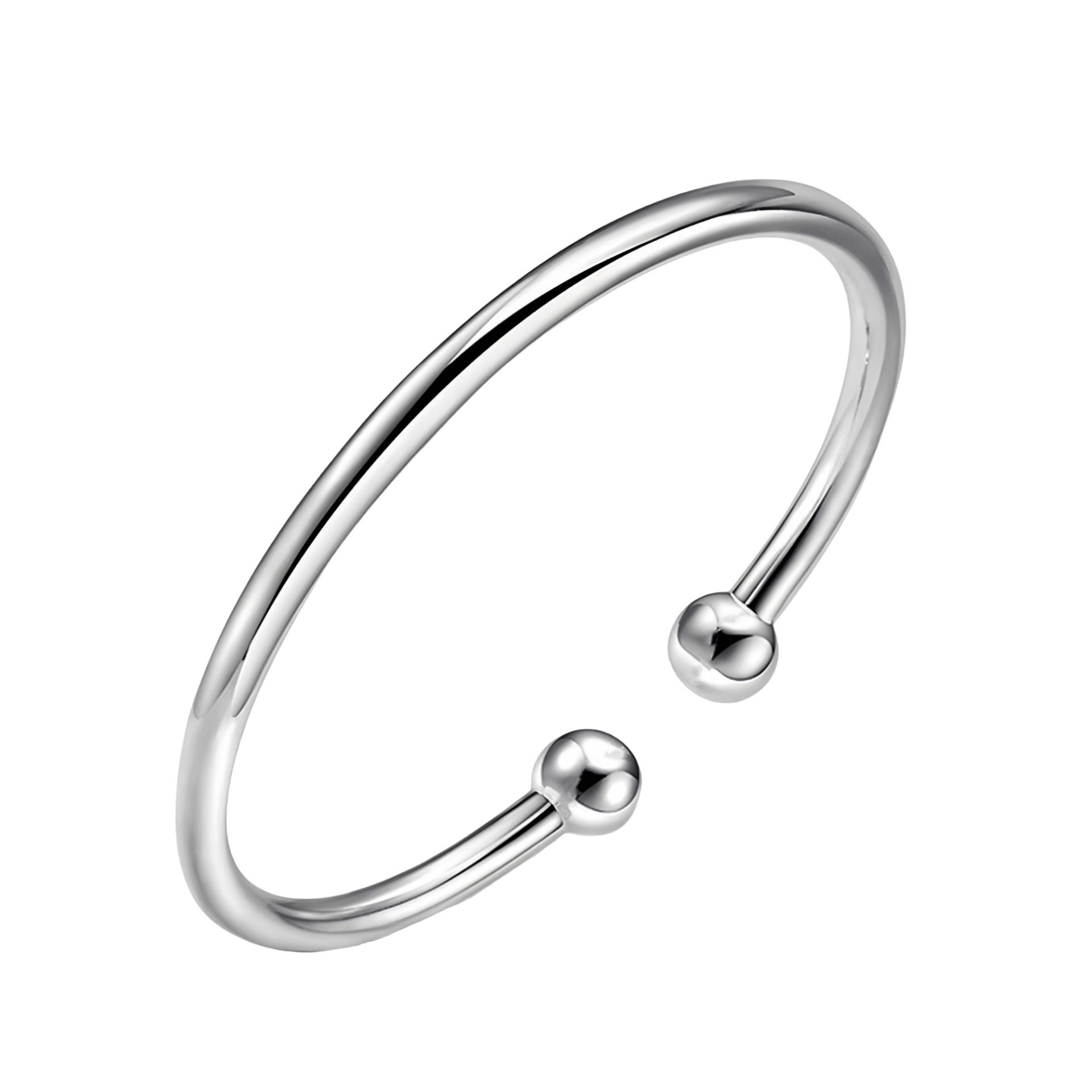 Женский серебряный браслет-манжета в корейском стиле с бусинами