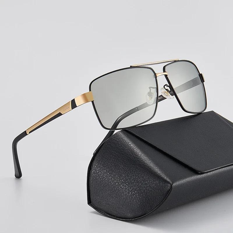 Okulary przeciwsłoneczne męskie w stylu polaryzacyjnym do jazdy dziennej i nocnej, okulary noktowizyjne fotochromowe