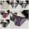 Low Waist Seamless Lace Briefs Ultra-thin Women's Mesh Underpants Lace Flower Panties  Lingerie