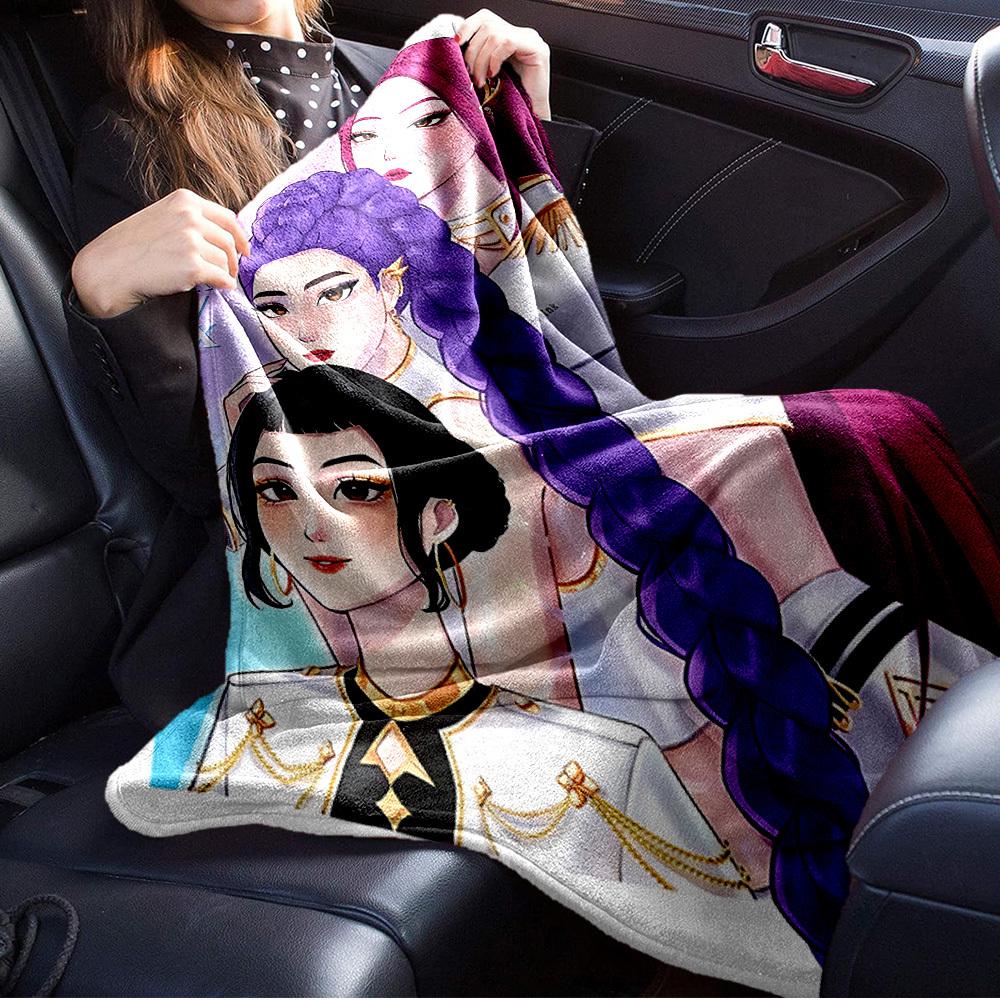 K-POP Anime Girls Group Four Seasons Soft Warm Blanket All-Season Thick Knit Polyester Bedspread for Bed, Camping, Travel Perfect Gift