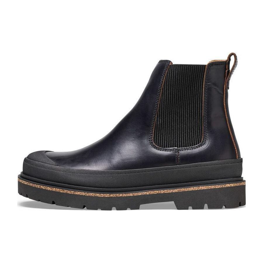Birkenstock Prescott Slip On Leather British Style Vintage Round Toe Short Chelsea Boots Women boots Black 1025218