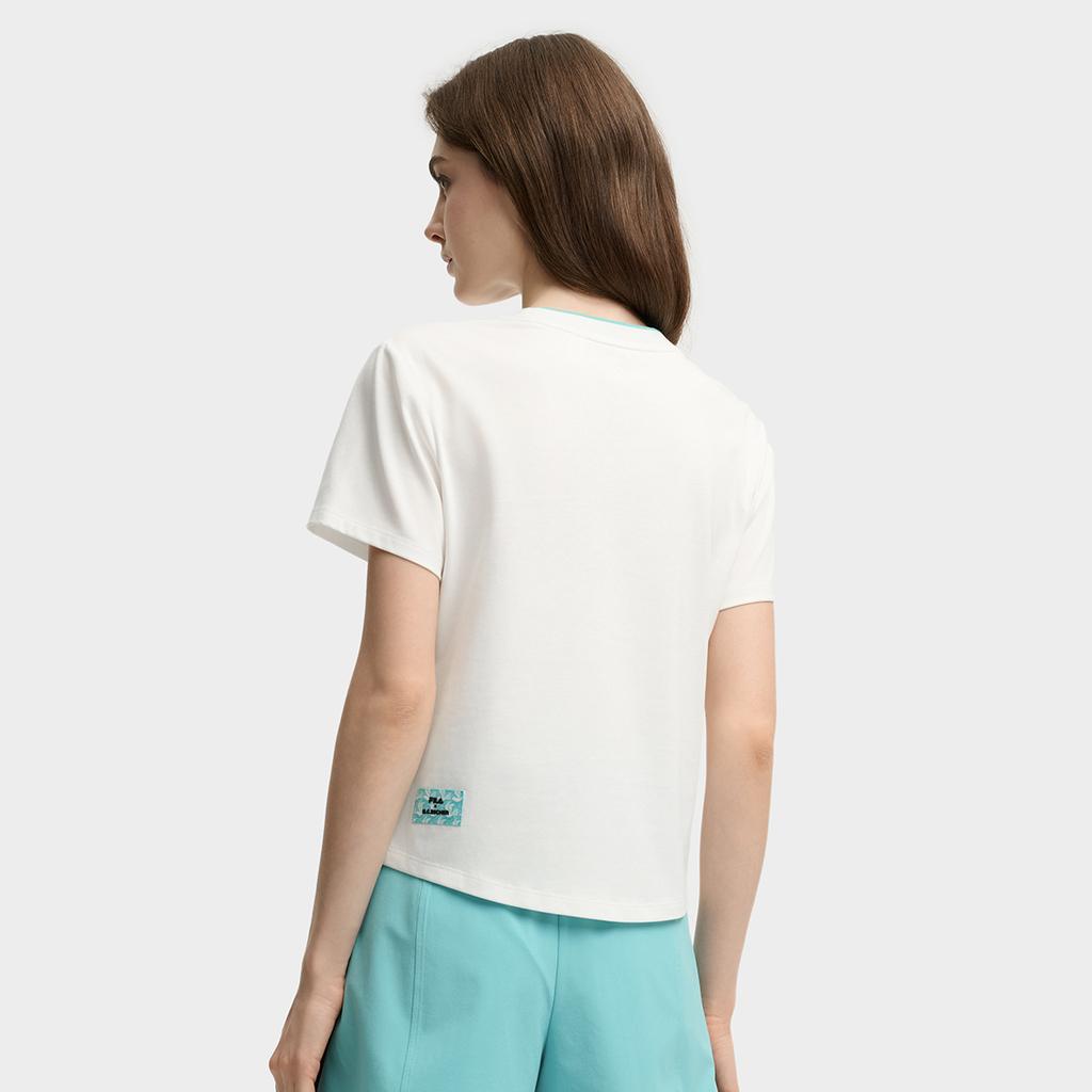 Fila X M.C. ESCHER Heritage Series Round Neck Comfortable Pullover Short Sleeve T-Shirt Women T-Shirt Cloud-White F11W538107F-WT