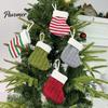 Holiday Tree Hanging Ornaments Mini Knitted Christmas Stocking Ornaments, Knit Xmas Decor, Small Cute Pendants for Tree, Mantel, Doorway Party