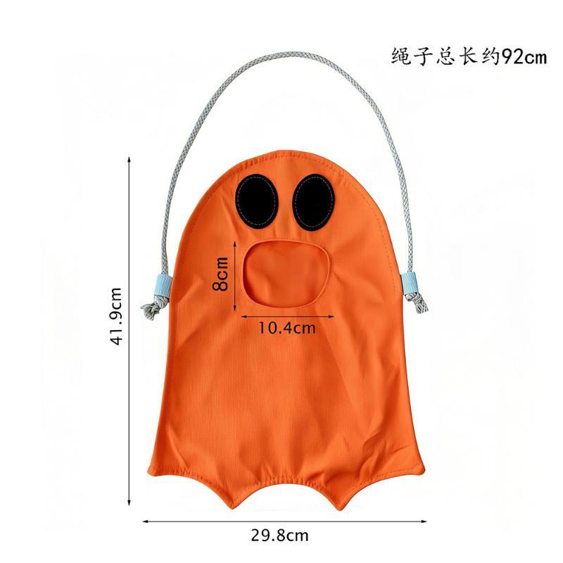 Halloween Ghost Drawstring Candy Bag Cloth Treat Storage Pouch Portable Handheld Gift Bag For Kids Trick Or Treat Party Decor