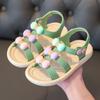 Girls' Fashion Rainbow Color Sandals Kids Sweet Princess Shoes for Summer Vacation Children's Soft Sole Beach Shoes PVC Material