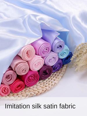 Tejido de Satén Suave y Liso Por Metro para Ropa Hanfu Forro de Caja de Regalo Decoración de Boda Tela para Coser DIY Blanco Liso Púrpura