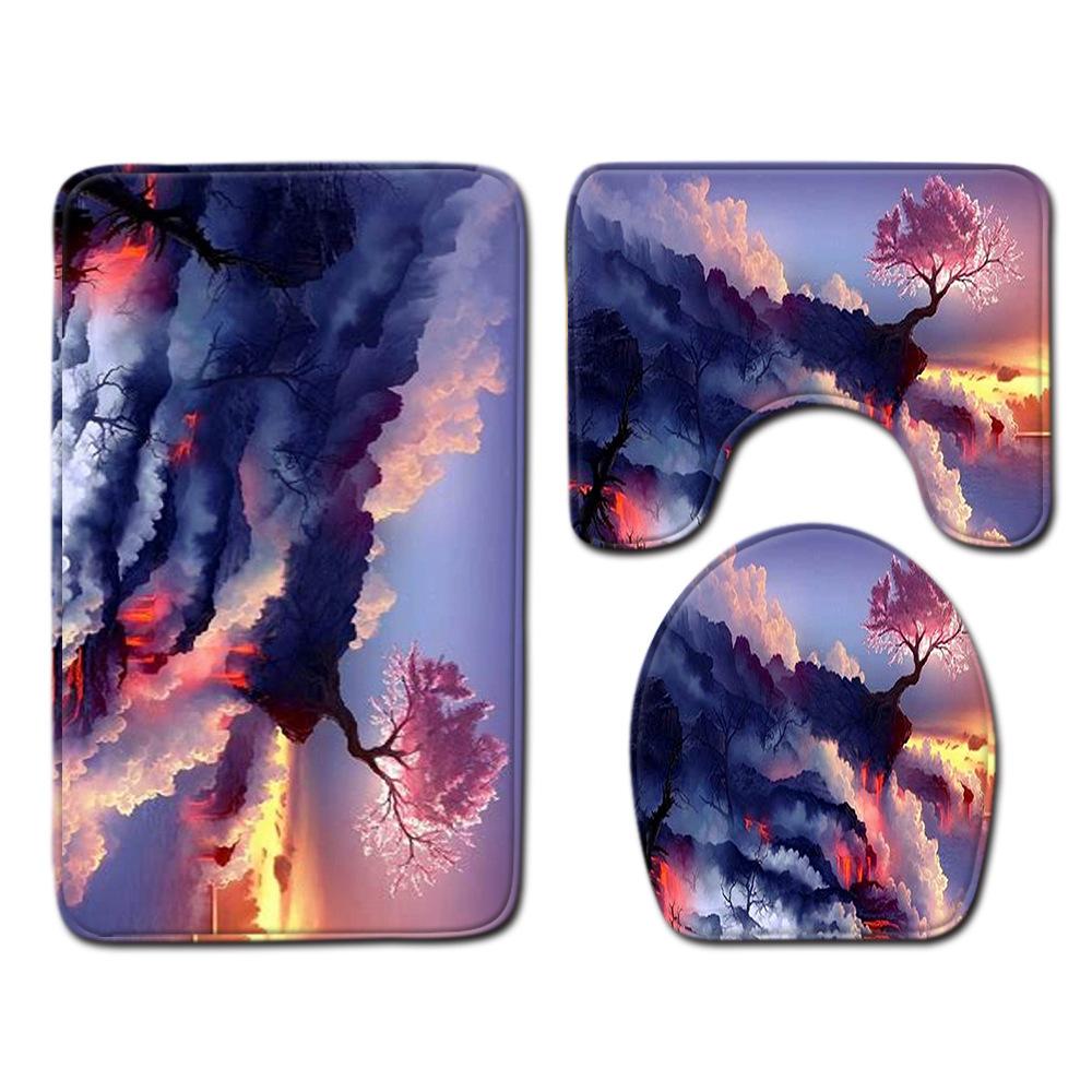 Landscape Bathroom Floor Mat Toilet Three-Piece Set